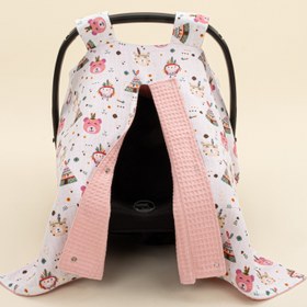 Resim Puset Örtüsü - Çift Taraflı - Pembe Petek - Pembe Ayıcıklar 