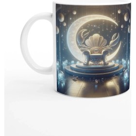 Resim Yengeç Burcu Baskılı Kahve Kupası - Galaktik Taht Odası Temalı Vs2 