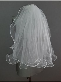 Resim Suzanna Moda Kırıkbeyaz 50 Cm Boy 3 Mt Eni Tek Kat Uçları Şerit Bukleli Dalgalı Taraklı Hayal Tül Gelin Duvağı Krem 