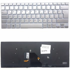 Resim Sony Uyumlu Vaio SVF14213CLB Klavye - Türkçe Gümüş Gri - Işıklı - Çerçevesiz 