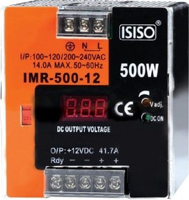 Resim Imr-500-24 - 500W 24Vdc 20.8A Mini Göstergeli Raya Montajlı Güç K 