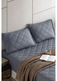 Resim Formeya Pamukkale Alez Gri %100 Pamuk Kapitone Yastık Koruyucu Alez 2 Adet 50X70 