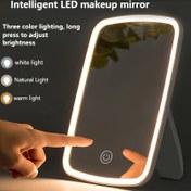Resim Işıklı Taşınabilir Beyaz LED Makyaj Aynası, 3 Aydınlatma Modu, Pille Çalışır, Piller Dahil Değildir, Yatak Odası Yurt Masa için Seyahat Kozmetik Aynası 