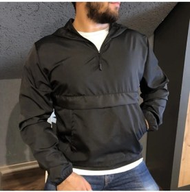 Resim Lushen Unısex Ince Kanguru Cep Sade RüzgarlıkYağmurluk 