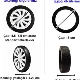 Resim mouvi 8 Adet Siyah Silikon Bavul & Valiz Tekerlek Kılıfı - Sessiz, Koruyucu, Tırtıklı Tasarım 