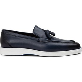 Resim Deery Hakiki Deri Mavi Erkek Loafer Ayakkabı - 01958mmvıc01 Mavi 