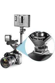 Resim AZT Dslr Ve Aynasız Için 3 Bağlantılı V-shape Bracket Işık Flaş Led Ekran Mikrofon Bağlantı Adaptörü 