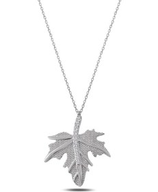 Resim Çınar Yaprağı Kadın 925 ayar Gümüş Kolye 