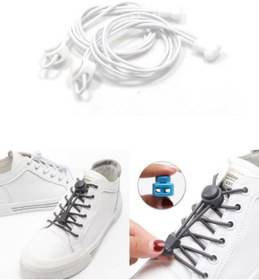 Resim SHELAX Düz Beyaz Akıllı Kilitli Elastik Ayakkabı Bağcık / Elastic Shoelace White Round 