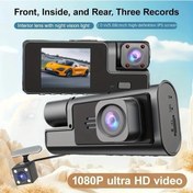 Resim Turcoshop11 Siyah Yüksek Çözünürlüklü Üçlü Kameralı Araç İçi Ve Dışı Kayıt Yapan Dash Cam 