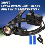 Resim GoldenCentury LED Baş Lambası, Eller Serbest Fener ve Baş Lambası, Teleskopik Yakınlaştırma Ön Işık, USB Şarj Edilebilir, Alüminyum Alaşımlı Balıkçılık Işığı, 18650 Pil ile, Kamp, Yürüyüş, Açık Hava, Noel, Cadılar Bayramı, Paskalya, Sevgililer Günü, Büyükanne Günü için 