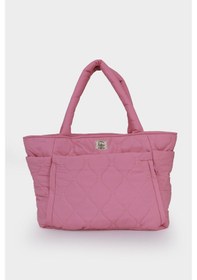 Resim Kapitoneli Paraşüt Çanta - Laptop Bölmeli, Büyük Cepli, Suluk Gözlü, Valiz Aparatlı Pembe 