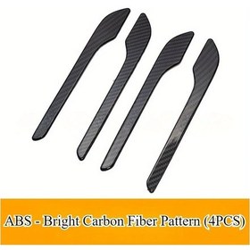 Resim Honeybeeshop Tesla Model 3 Y İçin 4 Adet Abs Karbon Fiber Desen Parlak Kapı Kolu Stickerları Dekoratif Çekme Kapağı 