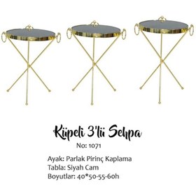 Resim Zigon Brc Küpe Model Sehpa Metal Bakır roza renk ayak Kırılmaz cam tabla El Yapım 