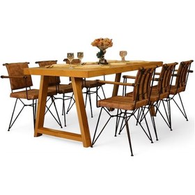 Resim Neiwel Riza Doğal Ahşap Mutfak Ve Yemek Masası-120-300 Açık Ceviz 