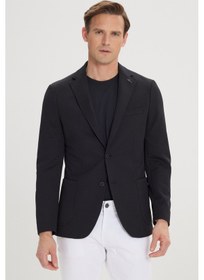 Resim AC&Co / Altınyıldız Classics Erkek Slim Fit Dar Kesim Mono Yaka Casual Ceket Siyah 