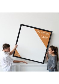 Resim Siyah Çerçeveli Tuval 90 x 90 CM Kare Profesyonel %100 Pamuk Boş Tablo 
