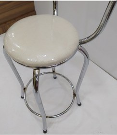 Resim Sandalye Bar Tipi Yüksek Model Krem 4 Adet Metal Çelik Nikelaj Su 