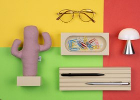 Resim Kayigo Woody Krem Üçlü Ofis Seti - Pembe Cactus 