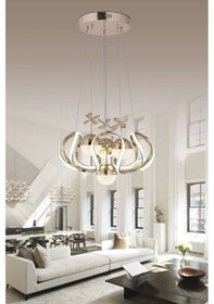 Resim Heracles 3 Renk Gold Sarı Beyaz Ve Gün Işığı Luxury Led Kristal Taşlı Avize Çok Renkli 