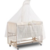 Resim Sallanır Anne Yanı Doğal Ahşap Beşik Ve Uyku Seti - 60x120 Cm Çok Renkli 