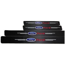 Resim Ford Logolu Uyumlu Karbon Kapı Eşiği Koruyucu Bant Folyo 4'lü Set 