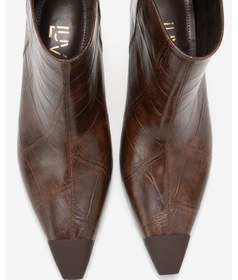 Resim Luvi Shoes Rassel Kahverengi Baskı Mat Burunlu Kadın İnce Topuklu Bot Kahverengi 