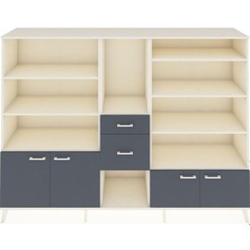 Resim Hyperion Dolap 10 Raflı 2 Çekmeceli 4 Kapaklı 220x44x163 Aytaşı-a Aytaşı-antrasit 