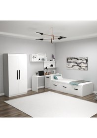 Resim Arnetti Akser Genç Odası Takımı Beyaz 4'lü Grup Beyaz 