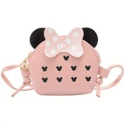 Resim Minnie Mouse Mini Crossbody Çanta - Sevimli Pembe Omuz Çantası ile Altın Zincir Askısı, Kızlar ve Erkekler için İdeal Hediye, Rahat Stil, Fermuar Kapatma, Eğlenceli Aksesuarlar | Minnie Mouse Tasarımı | Dayanıklı Fermuar Kapatma 