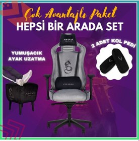 Resim Pro Ayak Uzatmalı Kol Pedli Maximus Gri Oyuncu Koltuğu Gri 