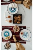 Resim Genel Markalar 6'lı Özel Tasarım 20 Cm Nazar Boncuklu Handmade Pasta Takımı 