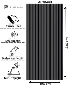 Resim Esnek Keçeli Slim Duvar Paneli 100cm Antrasit 