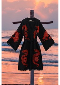 Resim Varol Organik %100 Pamuk Kimono Yaka Sabalık Bornoz - Viserion Kırmızı 