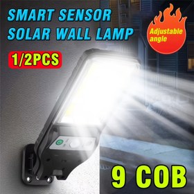 Resim 1/2 adet COB Güneş Dış Duvar Lambası, Akıllı Hareket Sensörlü Anahtar, 3 Aydınlatma Modu, Güneş Şarj Edilebilir Duvar Lambası, Dış Mekan Bahçe Aydınlatması için Uygun, Bahçe, Patio, Sokak Lambası, Veranda Lambası, Ev Aydınlatması 