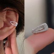 Resim 1 Adet Deliksiz Oval Kulak Kelepçesi ve Parıldayan Yapay Taşlı, Kadınlar için Punk Geometrik Klips Küpeler - Günlük Kullanım, Partiler & Noel Hediyeleri için Şık & Cesur Alaşım Takı, Parti Aksesuarları | Moda Aksesuar | Delme Gerektirmeyen Tasarım, Yenilikçi Küpeler 