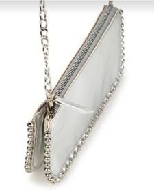 Resim shop Kadın Eskitme Görünümlü Zincir Askılı Boncuk Detaylı 3 Bölmeli Suni Deri Abiye-Günlük Clutch Çanta 