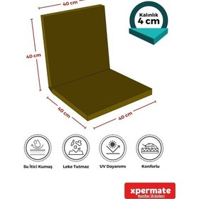 Resim Xpermate Arkalıklı Fermuarlı 40 x 40 CM Sırtlıklı Sandalye Minderi Yeşil 