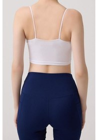 Resim Cottonhill Beyaz Pamuklu İnce Askılı Kadın Crop Top Büstiyer Beyaz 