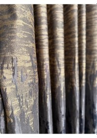 Resim Diletto Kornişe Uyumlu Tafta Dokuku Sık Pile Pano Fon Perde Ütü İstemez Siyah Hardal 