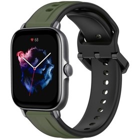 Resim Sones Amazfit Gts 3 20mm Dışbükey Döngü İki Renkli Silikon Saat Kordonu 