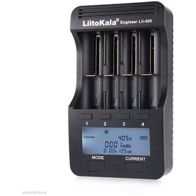 Resim Liitokala Lii-500 4 Yuvalı Lcd Lityum/nimh Pil Şarj Cihazı+2a Adaptör+araç Şarj Cihazı Siyah İngiltere Tak 