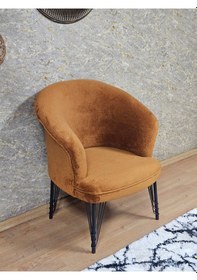 Resim Zafir Tekli Teddy Siyah Boyalı Telli Ayak Çay Seti Koltuk Tekli Berjer , Balkon, Salon, Ofis Kiremit 