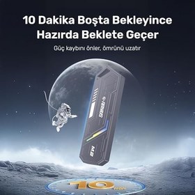 Resim RaXius DK03 USB-A/Type-C Kablolu RGB 22x80 M.2 NVMe Taşınabilir Harici SSD (Boş Kutu) 