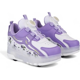 Resim Tekiner Işıklı Paten Tekerlekli Ayakkabı | LED Işıklı, Kaykaylı, Spor Çocuk Sneaker Patenli 