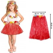Resim Hawaii Hula Eteği Kırmızı Renk 40 cm 