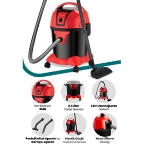 Resim Goldmaster Süperturbo 1200 Watt Islak Kuru 8.7 Litre Toz Torbalı Elektrikli Süpürge 