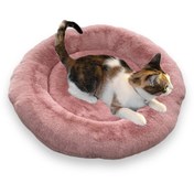 Resim 3EGROUP Yumusak Tuylu Pelus Yuvarlak Evcil Hayvan Kedi Yatagi Minder 50Cm Pudra Pembe 