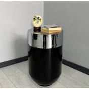 Resim evdeniste Dekoratif Krom Darbuka Parlak Siyah Sehpa 70cm 