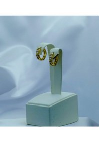 Resim Yeni Sezon Paslanmaz Çelik 6 Taş'lı Altın Kaplama Küpe Gold 